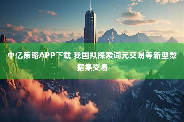中亿策略APP下载 我国拟探索词元交易等新型数据集交易